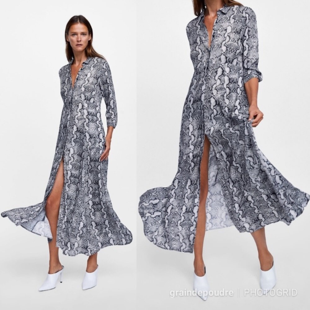 Zara bloggers favorite Snake print dress NWT